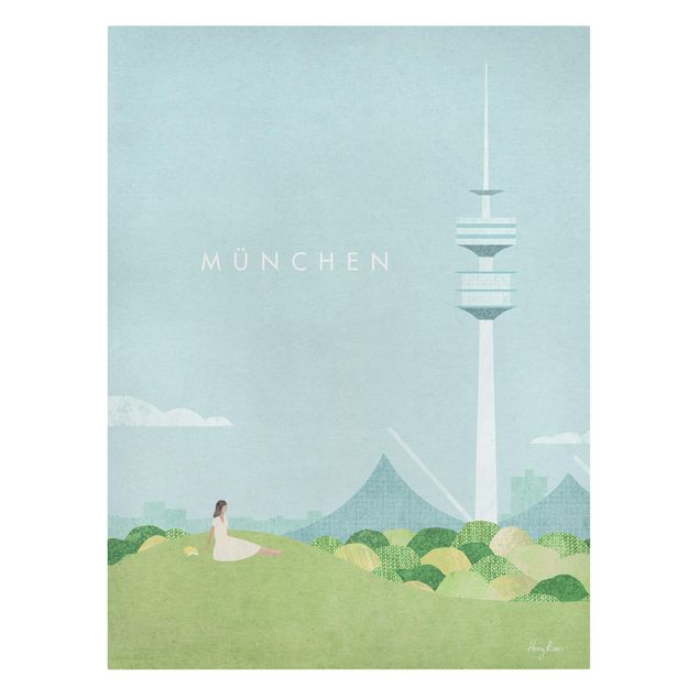 Obraz z niebieskim Plakat podróżniczy - Monachium