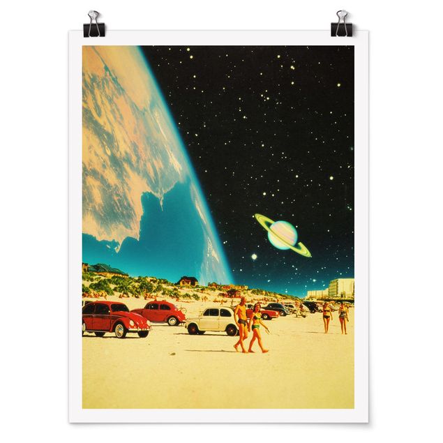 Obrazy krajobraz Retro Collage - Galactic Beach