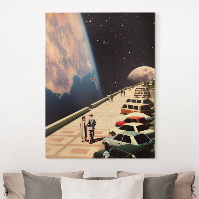 Obrazy samochody Retro Collage - Boardwalk In Space