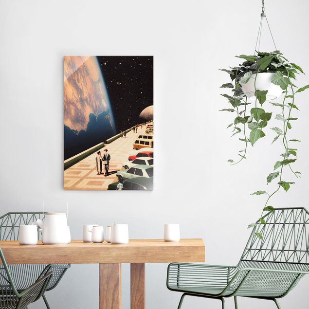 Obrazy na szkle portret Retro Collage - Boardwalk In Space