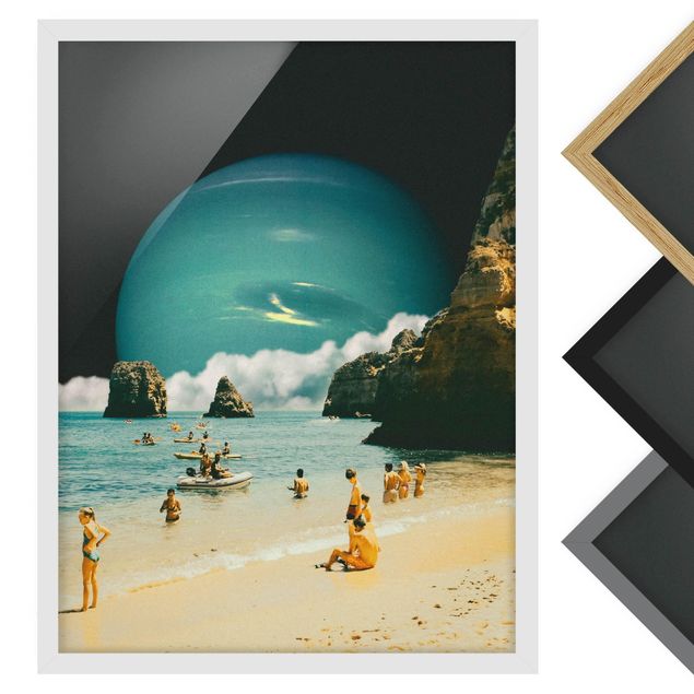 Obrazy w ramie vintage Retro Collage - Space Beach
