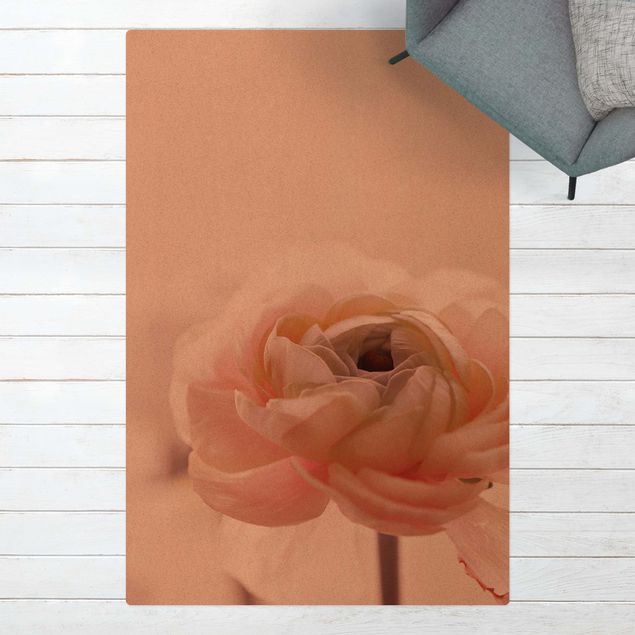 dywany nowoczesne Różowy kwiat w centrum uwagi