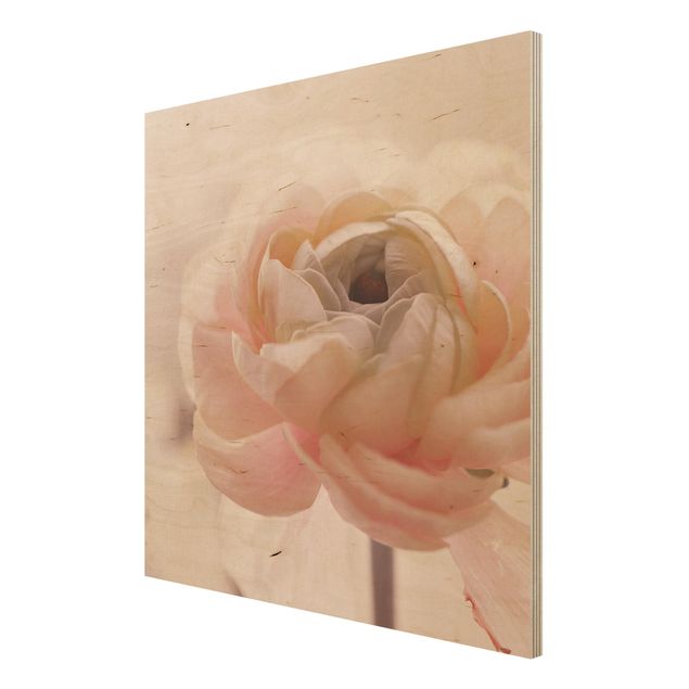 Obrazy z drewna Różowy kwiat w centrum uwagi
