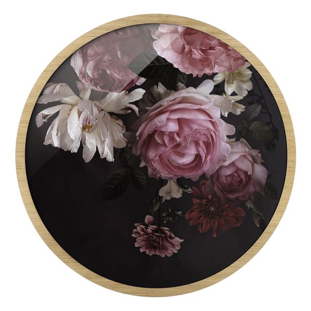 Obraz vintage Pink Flowers On Black Vintage
