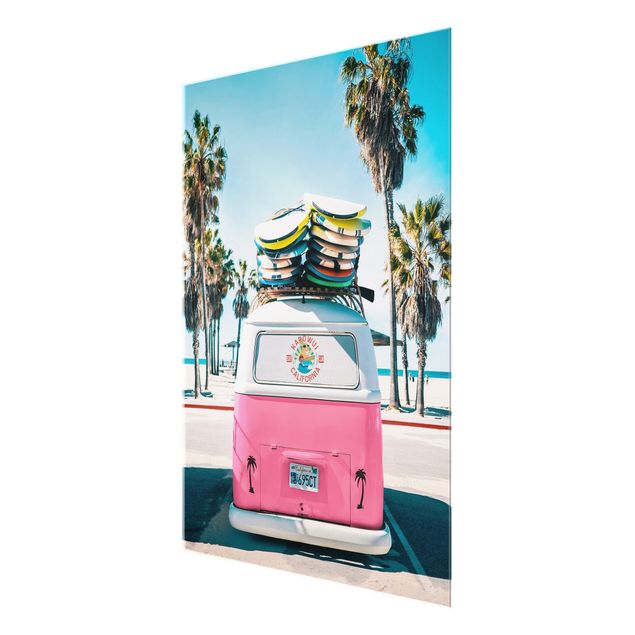 Morze obraz Pink VW Bus With Surfboards