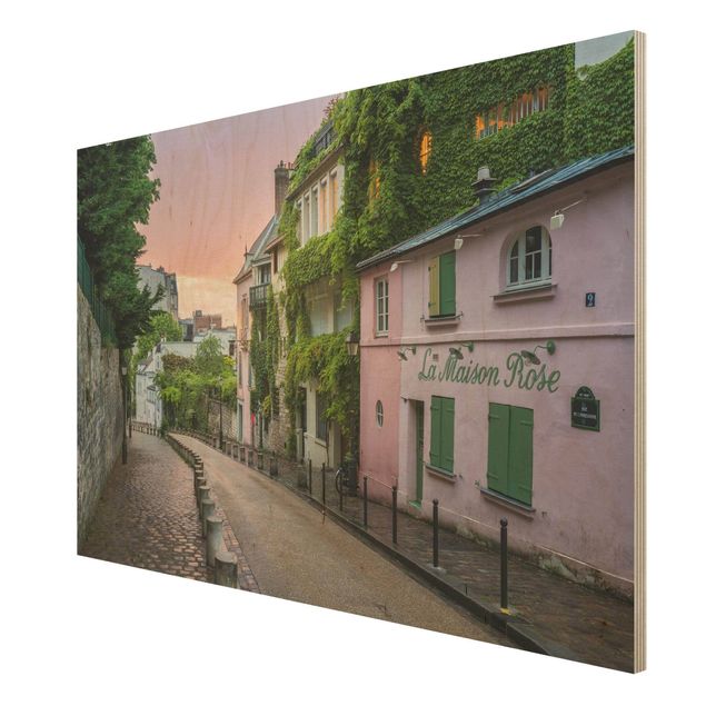 Obrazy z drewna Różowy zmierzch w Paryżu
