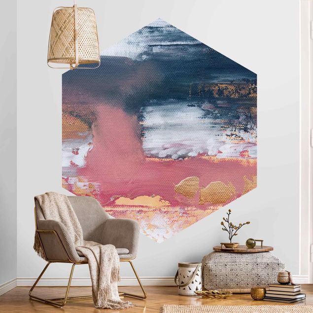 Elisabeth Fredriksson obrazy Różowa burza z złotem