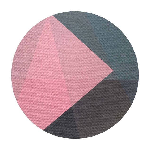 Okrągły dywan winylowy - Różowa geometria przezroczystości