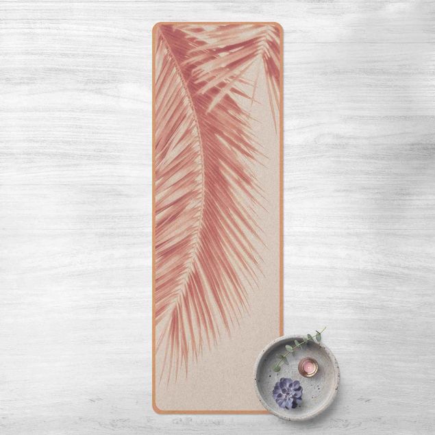 dywany nowoczesne Liście palmy w kolorze różowego złota
