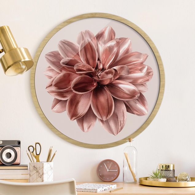 Obrazy w ramie artystyczny Rosé Golden Dahlia In Metallic
