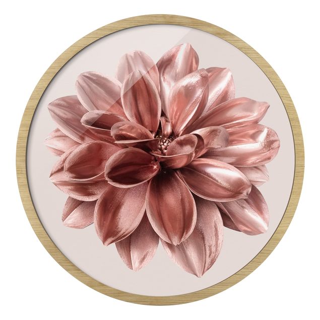 Obrazy motywy kwiatowe Rosé Golden Dahlia In Metallic