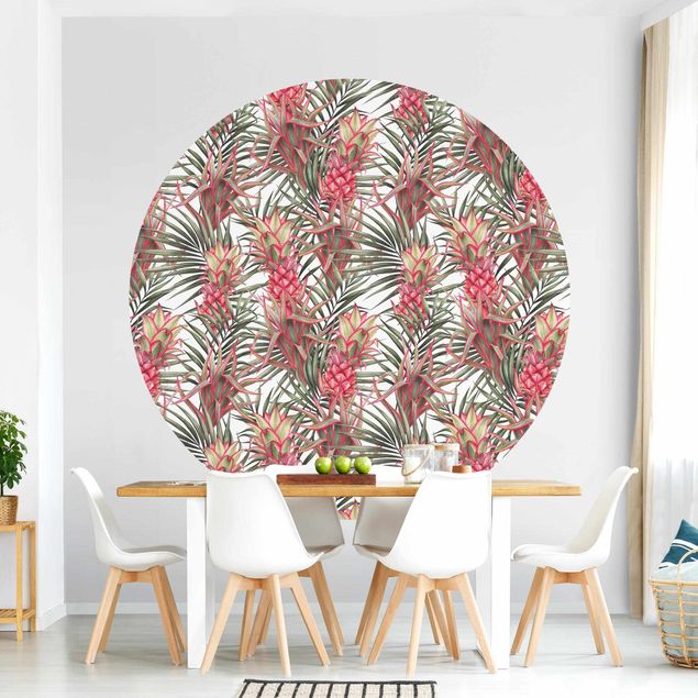 Dekoracja do kuchni Czerwony ananas z liśćmi palmowymi Tropikalny