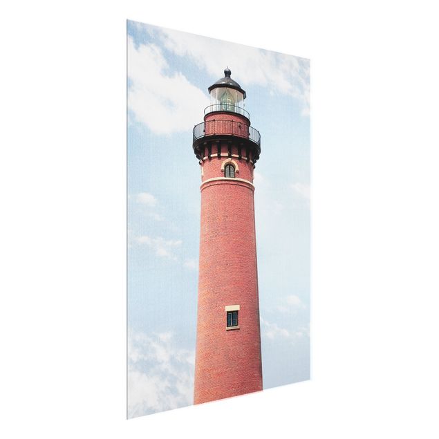 Nowoczesne obrazy do salonu Red Lighthouse On Sky Blue Backdrop