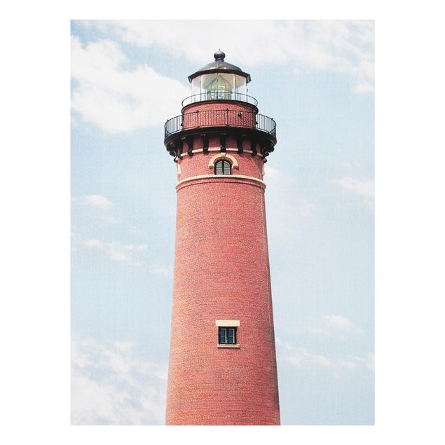 Obrazy nowoczesny Red Lighthouse On Sky Blue Backdrop