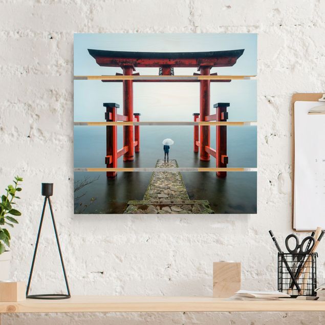 Dekoracja do kuchni Czerwone torii nad jeziorem Ashi