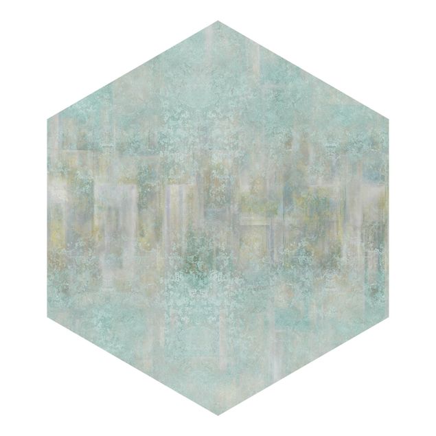 Sześciokątna tapeta samoprzylepna - Rustic Concrete Pattern Mint