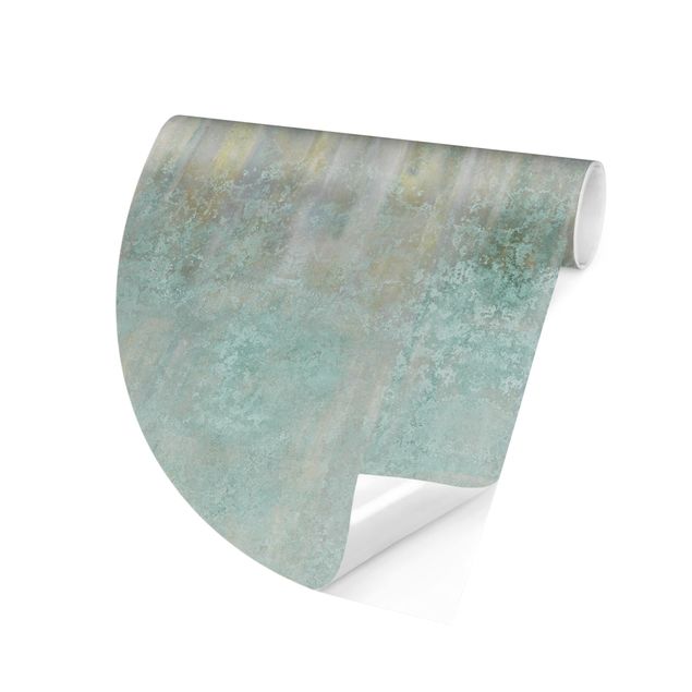 Okrągła tapeta samoprzylepna - Rustic Concrete Pattern Mint