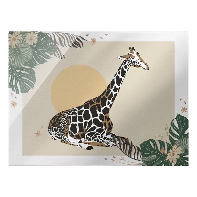 Obrazy do salonu nowoczesne Zwierzęta safari - Żyrafa o zachodzie słońca