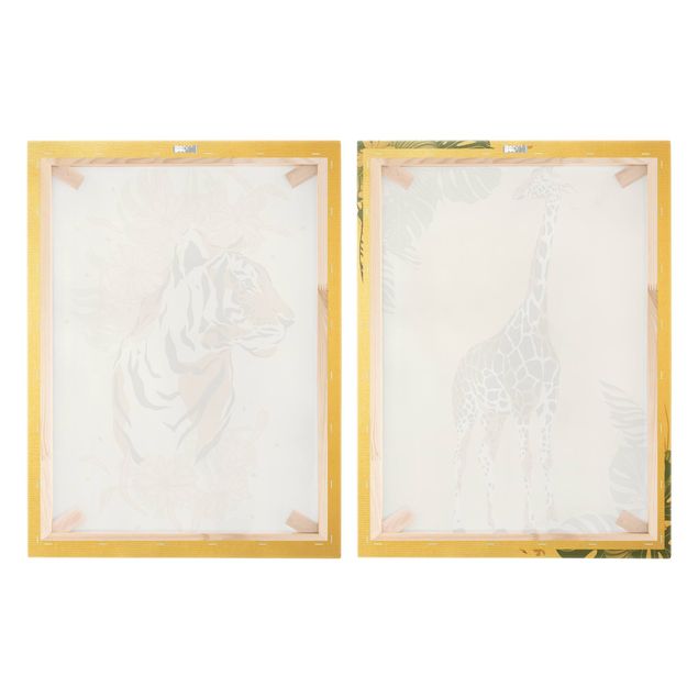 Obrazy na płótnie Zwierzęta safari - Żyrafa i tygrys