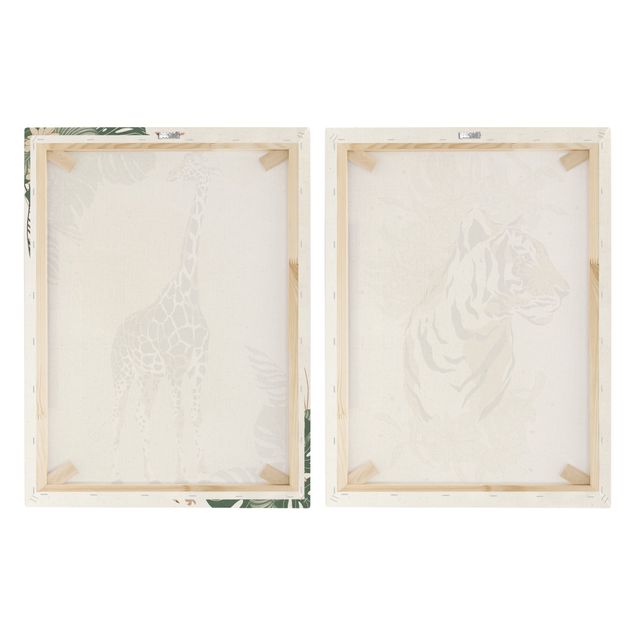 Obrazy na płótnie Zwierzęta safari - Żyrafa i tygrys