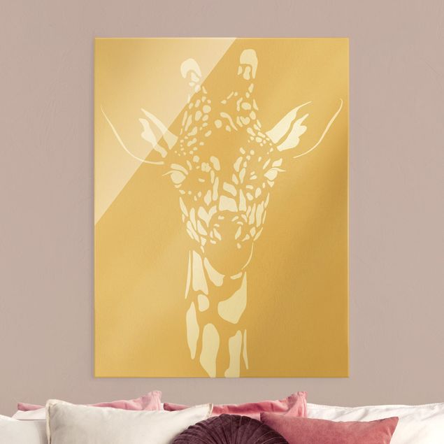 Obraz na szkle - Zwierzęta Safari - Żyrafa portretowa beżowa