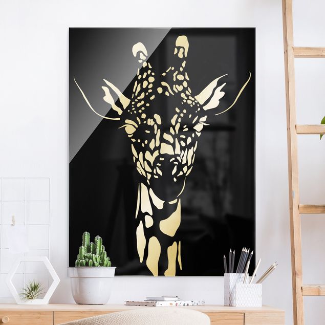 Dekoracja do kuchni Safari Animals - Portret żyrafy czarny