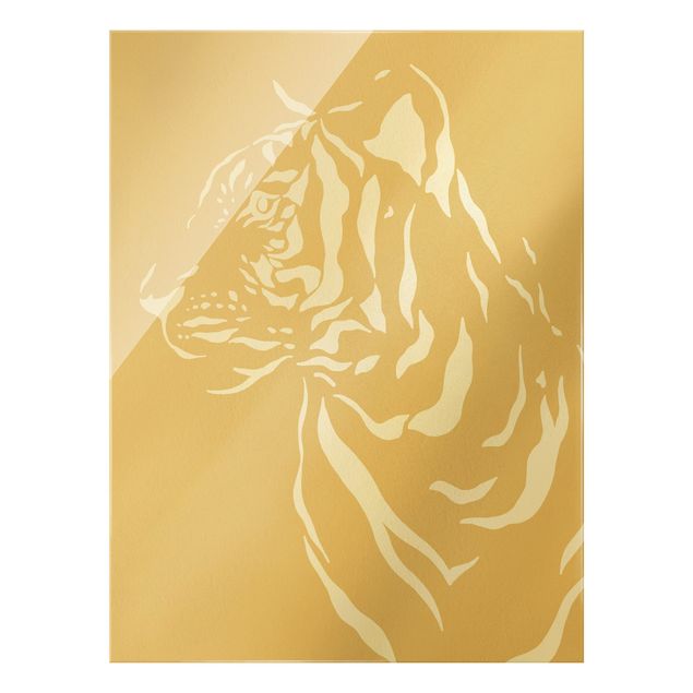 Obraz na szkle - Zwierzęta safari - Tygrys portretowy Beżowy