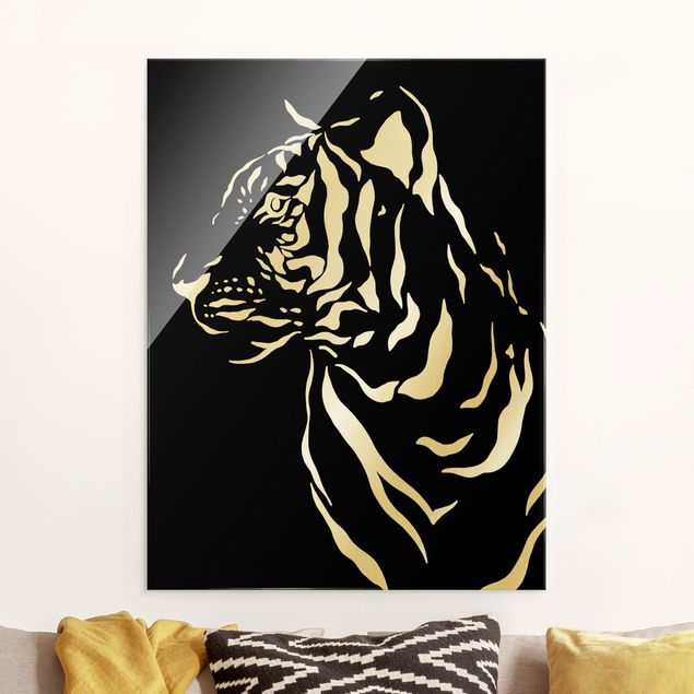 Obrazy na szkle portret Safari Zwierzęta - portret tygrysa Czarny