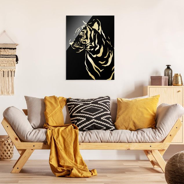 Obrazy nowoczesne Safari Zwierzęta - portret tygrysa Czarny