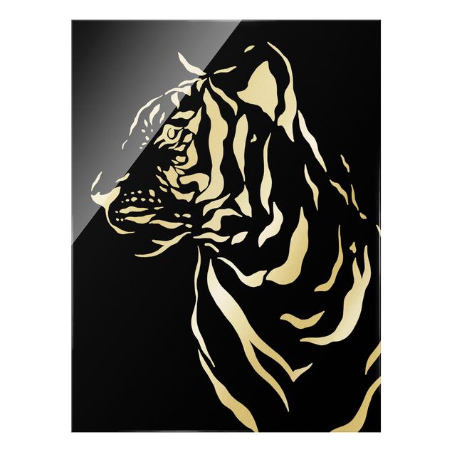 Obrazy na szkle zwierzęta Safari Zwierzęta - portret tygrysa Czarny