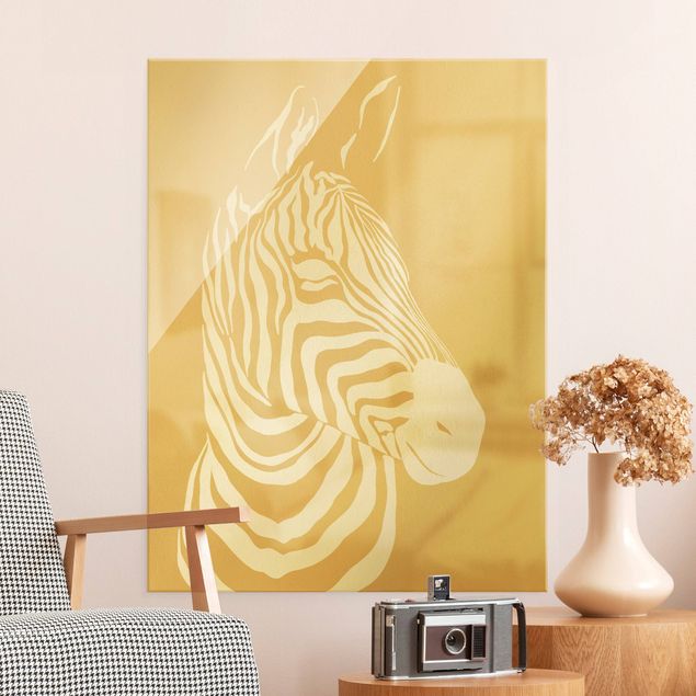 Obraz na szkle - Safari Animals - Portret Zebry Beżowy