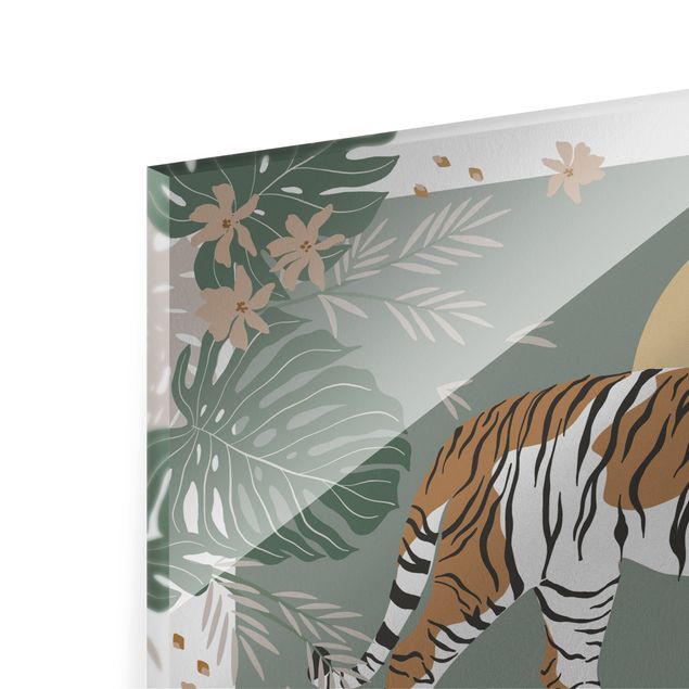 Obrazy nowoczesny Zwierzęta safari - Tygrys o zachodzie słońca