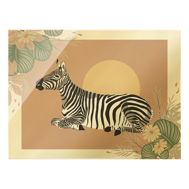 Obrazy do salonu nowoczesne Zwierzęta safari - Zebra o zachodzie słońca