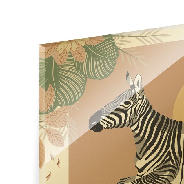 Obraz na szkle - Zwierzęta safari - Zebra o zachodzie słońca