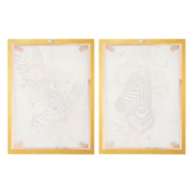 Obrazy drukowane na płótnie Zwierzęta safari - Zebra i lampart