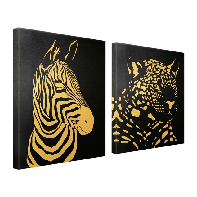 Obrazy na płótnie zebra Zwierzęta safari - Zebra i lampart czarny