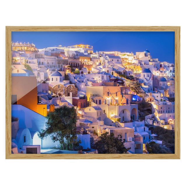 Obrazy w ramie do kuchni Santorini nocą