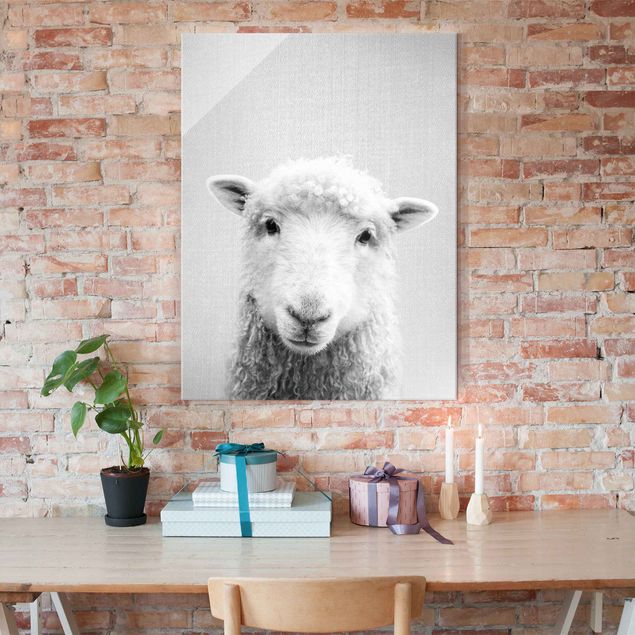 Obrazy na szkle portret Sheep Steffi Black And White