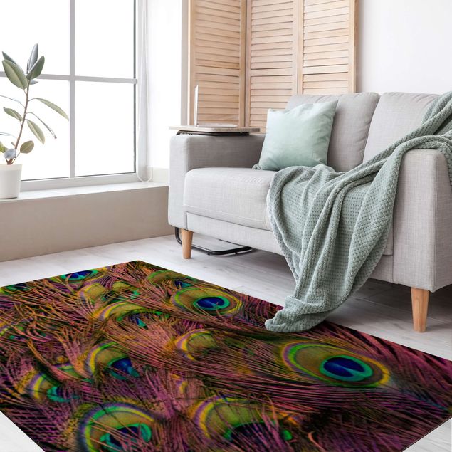 kolorowy dywan Olśniewające pawie pióra