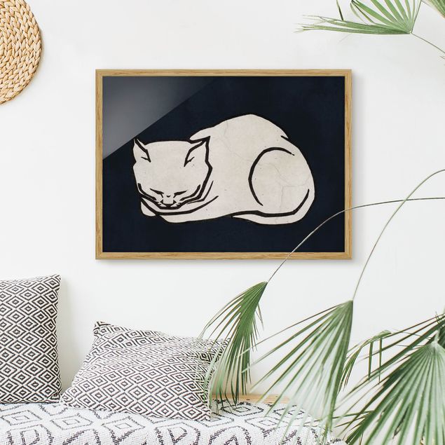 Dekoracja do kuchni Ilustracja przedstawiająca śpiącego kota