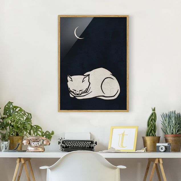 Obrazy w ramie do korytarzu Ilustracja przedstawiająca śpiącego kota