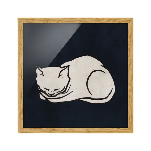 Obraz z kotem Ilustracja przedstawiająca śpiącego kota