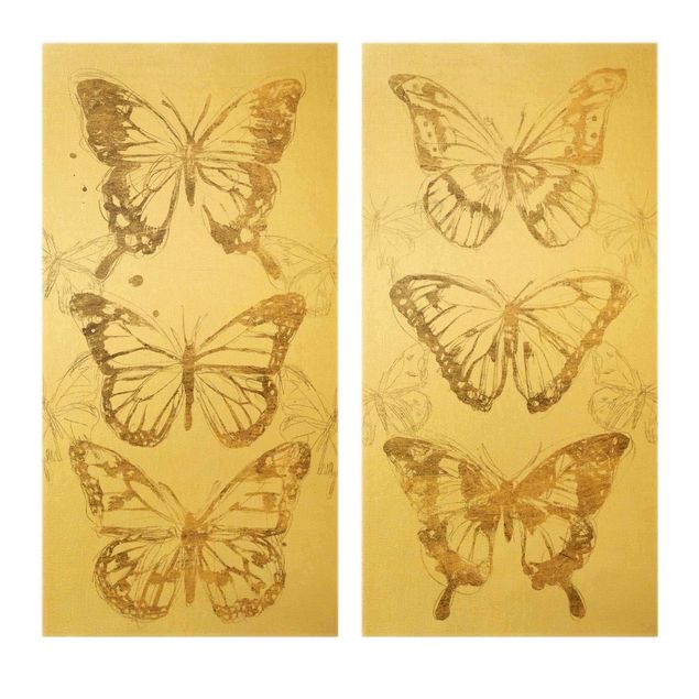 Obrazy na płótnie zwierzęta Kompozycje z motylem na złoto