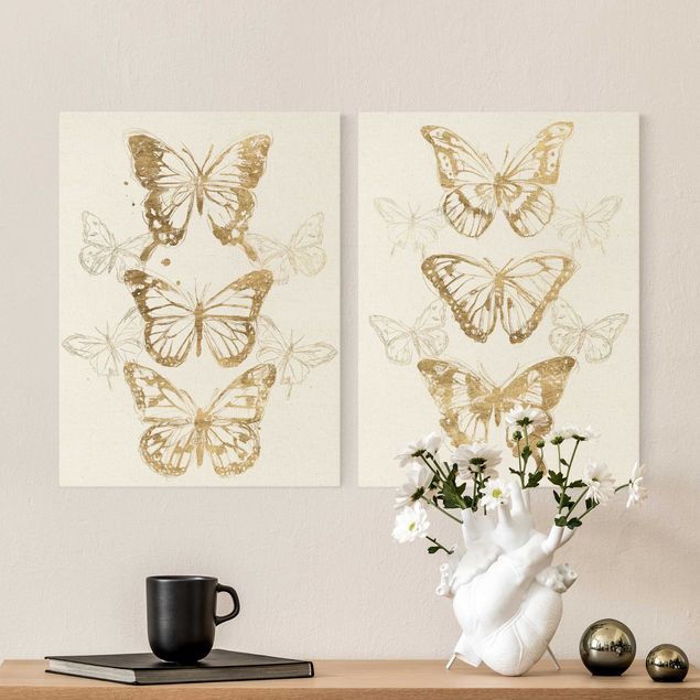 Zwierzęta obrazy Kompozycje z motylem na złoto
