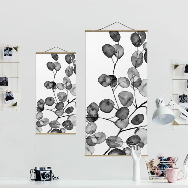 Obrazy na ścianę czarno-biały Akwarela gałązka eukaliptusa