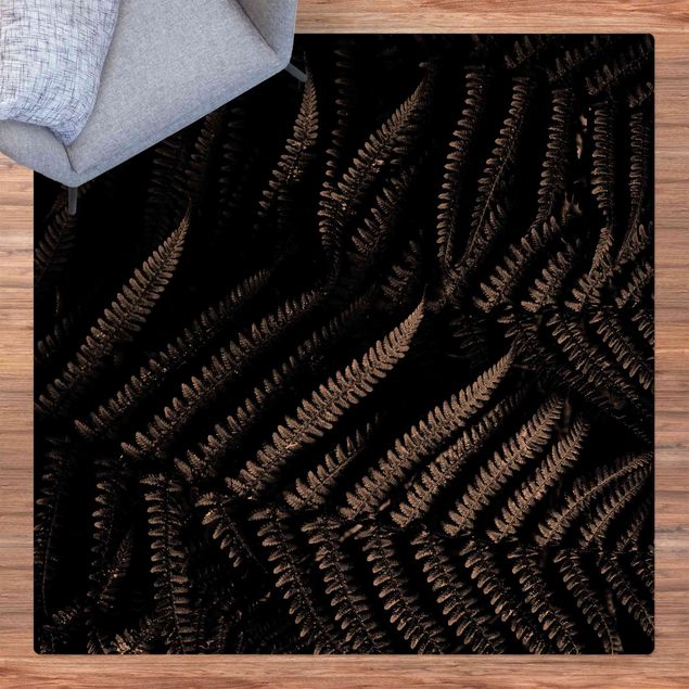nowoczesny dywan czarno-biały paproć botaniczna