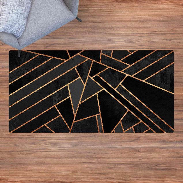 chodnik dywanowy Czarne trójkąty złote
