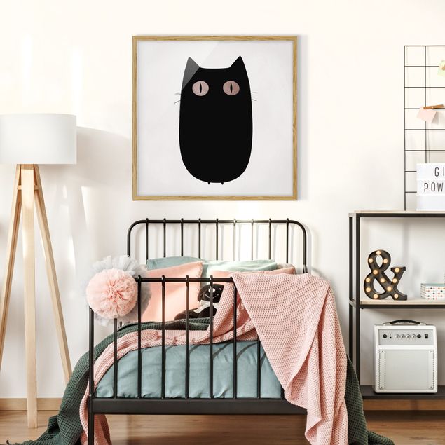 Obrazy w ramie do korytarzu Ilustracja czarnego kota