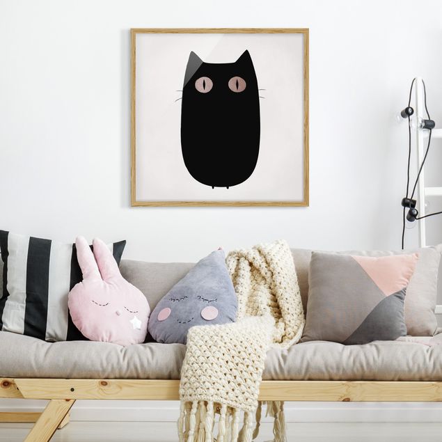 Obrazy w ramie do łazienki Ilustracja czarnego kota