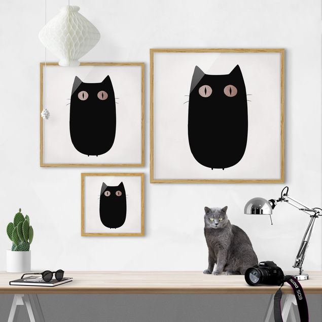 Obrazy w ramie do kuchni Ilustracja czarnego kota